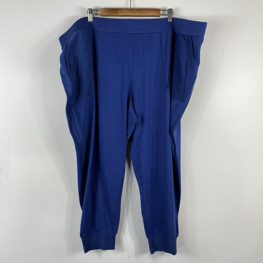 LOGO Lounge Lori Goldstein Pants 3X Petite Blue French Terry Joggers Cotton *